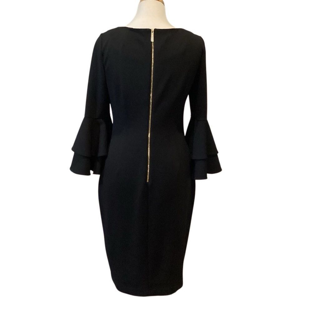 Calvin Klein Black Tiered-Bell-Sleeve Sheath Dress - Picture 4 of 7